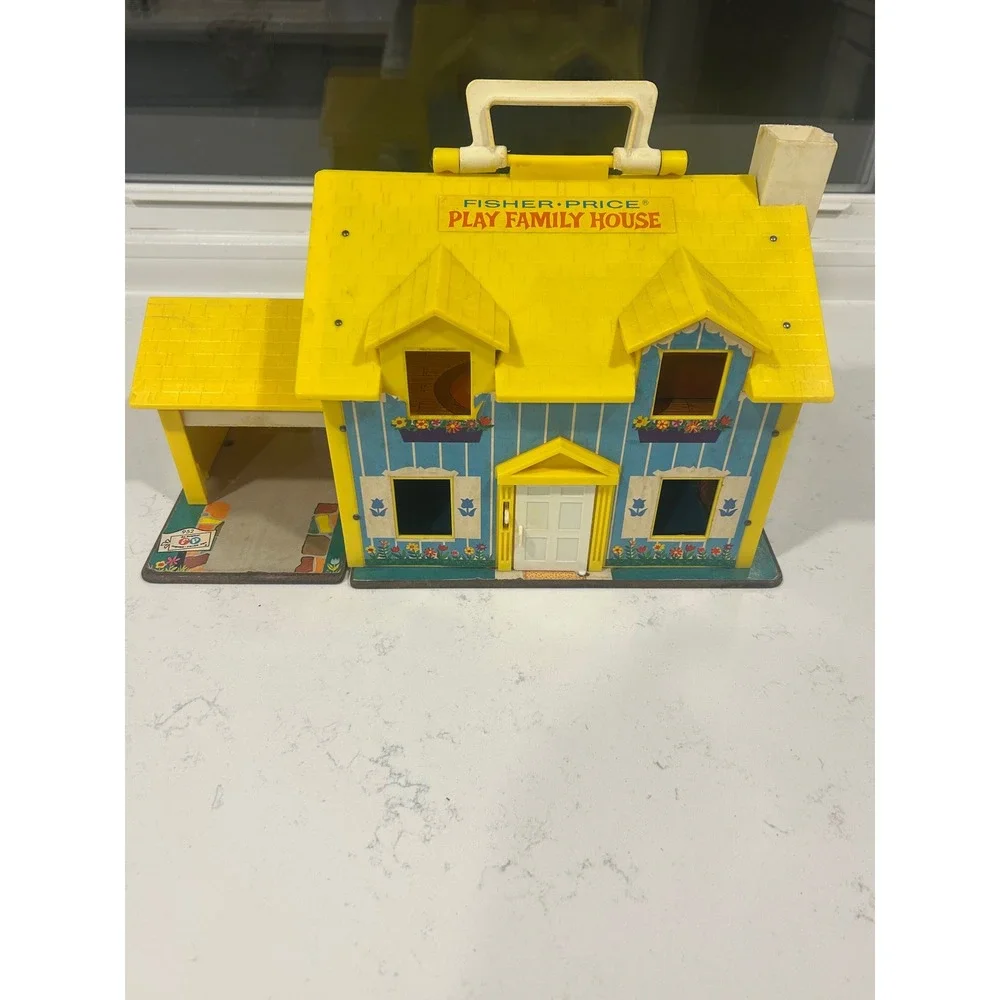 Vintage 1969 Fisher Price Play Family House 952 Blue Yellow Dollhouse Only‎